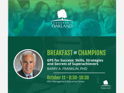 Leadership Oakland to host author Barry A. Franklin, PhD, for Breakfast of Champions series